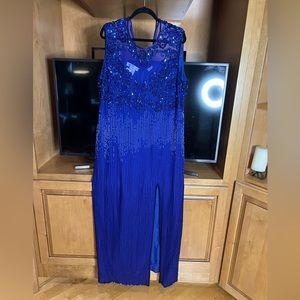 SCALA, Beautiful beaded sequined long Royal blue occasional dress